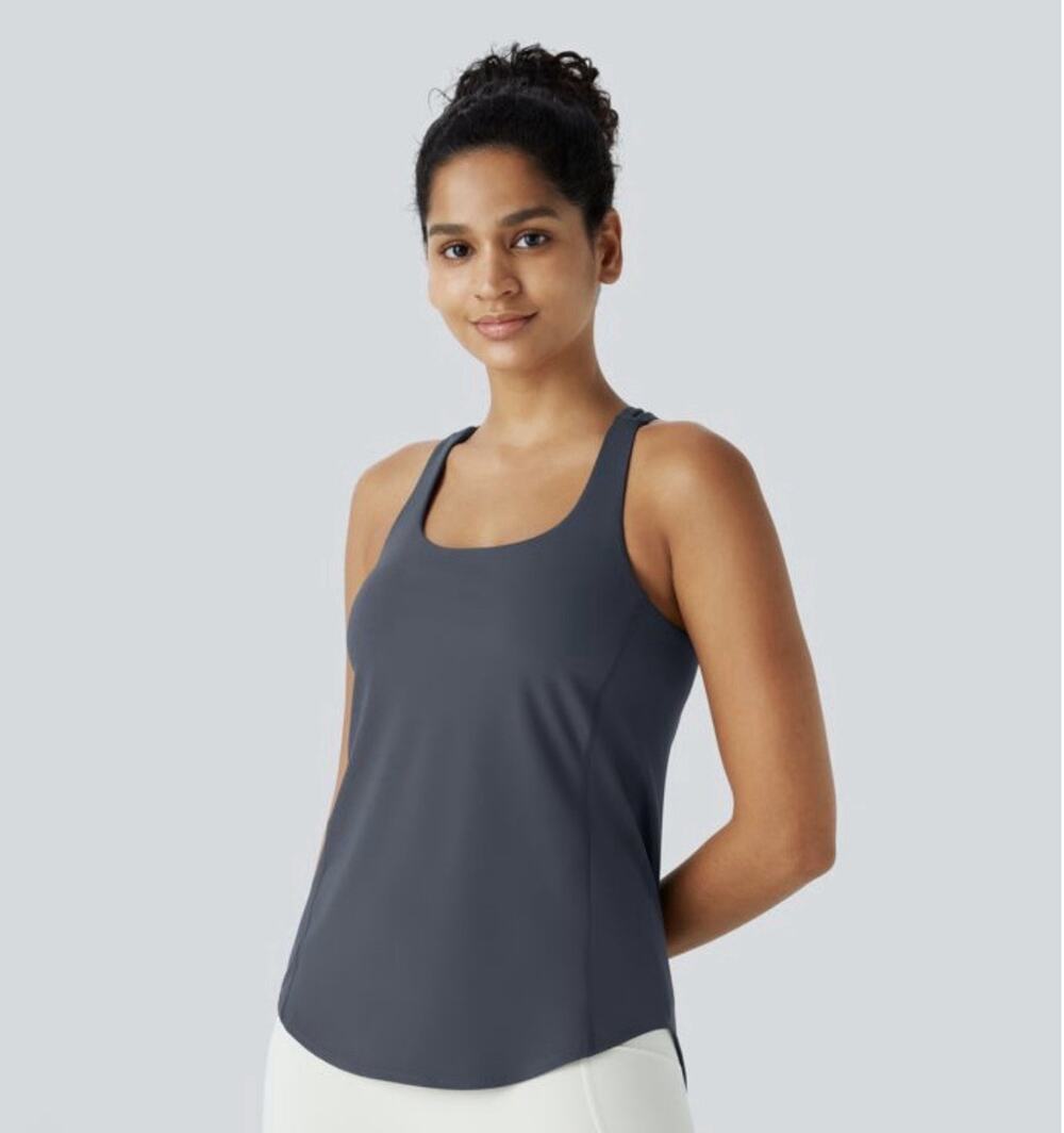 Halara UltraSculpt™ Round Neck Curved Hem Workout Tank Top M